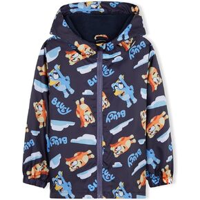 Bluey Girls Raincoat With Hood, Waterproof Fleece Lined Outdoor Rainwear For Kids