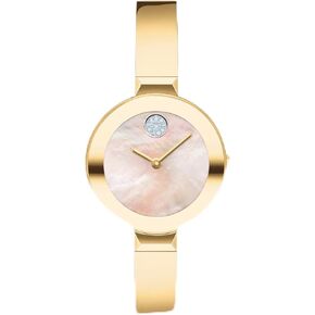 Movado Bold Bangles Women's Watch - Swiss Quartz Movement, Stainless Steel Bangle, Adjustable - 3 ATM Water Resistance - Luxury Fashion Timepiece for Her - 28mm