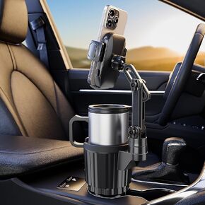 حامل أكواب حامل الهاتف [فائق الثبات والمتانة] موسع حامل أكواب السيارة 2 في 1 مع حامل الهاتف مع قاعدة قابلة للتعديل، حامل أكواب دوار 360 درجة، يناسب جميع الهواتف الذكية in Kuwait