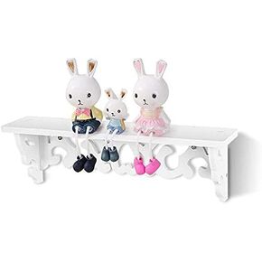 GOTOTOP Floating Shelf White Wall Mounted, Modern Wooden Wood Wall Shelf Carved Cutout Design Storage Rack Chic Filigree for Home, Living Room, Bedding Room, Study, Kids Room,