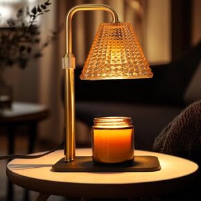 Candle Warmer Lamp, Electric Candle Lamp Warmer with Dimmer Adjustable Height Lamp With 2 * 50W Bulbs, Wax Warmer for Scented Wax Jar Candles with Unique Dotted Lampshade, House Warming Gifts