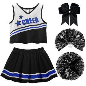 Danzcue Girls Sweetheart Cheerleader Uniform Costume, Cheerleading Uniform Outfit for Halloween Party Birthday Gift, Pink, Small