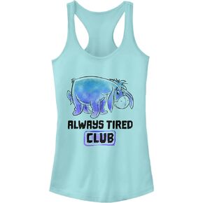 Disney Women's Winnie The Pooh Eeyore Tired Club Slim Fit, Scoop Hem Racerback Tank