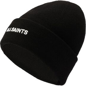 AllSaints Men's Embroidered Logo Beanie, Black in Saudi Arabia