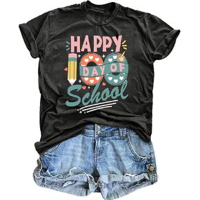 100 Days of School Shirt Teacher Shirts for Women Tie Dye Teaching School Days Graphic Tee Tops