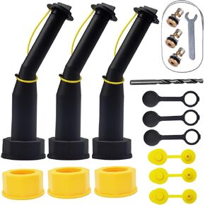 Gas Can Spout Replacement Universal Kit Leakproof Angle Nozzles Gasket Filter Screen Vent Cap Drill Bit for Old Style Gas Can Compatible with Midwest Blitz Gott Rubbermaind Essence Scepter (3pack with
