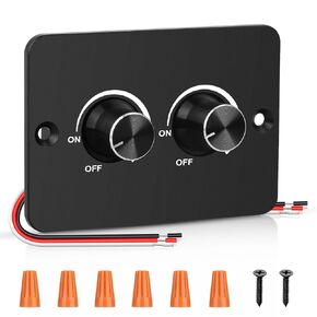 Linkstyle 12V Dimmer Switch, 2 Gang 60W PWM LED Dimmer, ON/Off Rotary Dimmer for LED Light, No Hum, No Flicker, for Car Van