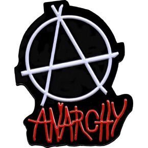 Anarchy - White Symbol Over Red Text On Black - Enamel Pin