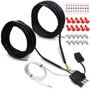 تسخير أسلاك المقطورة، 22.7FT 4 دبوس 5 سلك مجموعة إضاءة مقطورة Wishbond مع مقاطع الأسلاك، 4 طرق مسطحة 5 أسلاك موصل مقطورة سلك التوصيل لإعادة توصيل الأسلاك الخلفية للمقطورة على كلا الجانبين in Kuwait