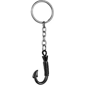 Black Fishhook Urn Pendant Keyring Cremation Jewelry for Ashes Memorial Keepsake Stainless Steel KeyChain