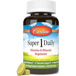 Carlson - Super 1 Daily, Vegetarian Multiple Formula, Multivitamin, Optimal Wellness, 120 Tablets