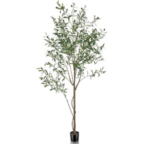 Faux Olive Tree 7ft, Tall Fake Olive Tree with Large Olive Branches and Fruits, Artificial Olive Tree Indoor for Modern Home Office House Living Room Decor