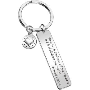 JIUSHUN Daily Reminder Jewelry Inspirational Keychain Bible Verse Keyring Christian Keyring Religious Jewelry