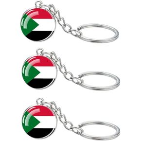 3 Pcs Sudan Flag Key Chain,Cool Keychain for Car Keys, Stainless Steel Keyrings & Keychains,Used for Home Decoration, Jewelry Hanging Decorations.