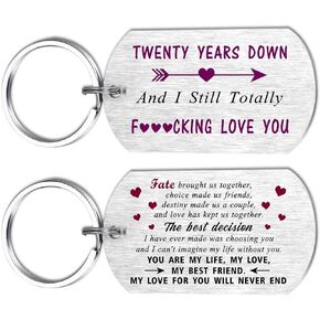 Mataly 20th Anniversary Wedding Gifts for Him Husband - 20 Years Down I Still Love You, Gifts for Mens Anniversary Double-side Engraved Keychain