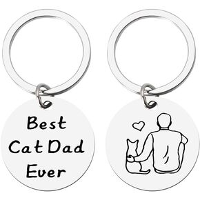 Kilener Cat Mom Dad Keychain Gifts for Men Women Funny Gifts for Cat Lovers Cat Owner Birthday Gift for Mom Dad Best Friends