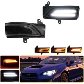 for 2015-2021 Subaru WRX/STI Crosstrek XV Outback Impreza 2.0L Side Mirror Blinker Sequential Amber Turn Signal LED Light Smoked lens White DRL Marker Lamp