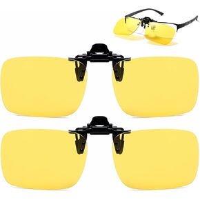 D Lolylad Clip on Polarized Night Vision Glasses, Driving Sunglasses UV 400 Blocker To Wear Over Prescription Glasses （2 pac）