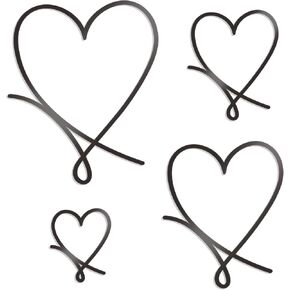 KOYILTD 4 Pcs Metal Heart Wall Art Bedroom Modern Bedroom Decor Beautiful Love Heart Wall Decor Metal Wall Decor above Bed Wall Decor for Valentine's Day or Christmas (Black, Classic)