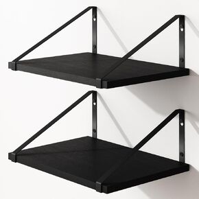 Fixwal Floating Shelves for Wall, 12 Inch Deep Black Shelves for Bedroom, Large Wall Shelf for Living Room, Kitchen, Bathroom, Laundry Room and Decor Storage