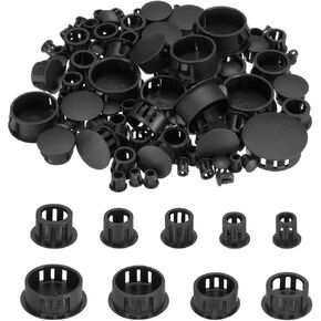 uxcell 190pcs Nylon Plastic Hole Plugs, 9 Size 1/5" 2/7" 2/5" 1/2" 3/5" 5/7" 8/9" 1" Round Drill Screw Hole Plugs Covers Knockout Locking Plastic Plugs Insert End Caps, Deep Grey