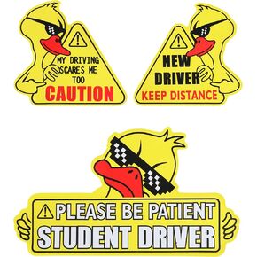 3PCS Student Driver Magnet,Student Driver Sticker Magnet for Car,Car Accessories Car Student Driver Sticker,Cute Duck Student Driver Car Magnet,Car Bumper Sticker Reflective Sign,Fits All Cars