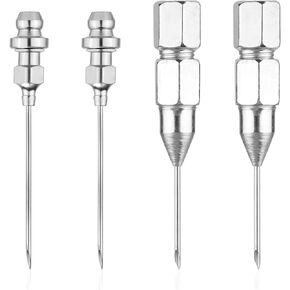 4pcs Grease Gun Needle Nozzle, Grease Needle Grease Fittings Tool Detachable Grease Gun Needle Tip Adapter for Grease Injection, Used in Narrow Space & Deep Hole Metal Kit