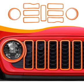 غطاء شبكي أمامي من Hoolcar وغطاء إطار أمامي مناسب لسيارة Jeep Wrangler JL JLU & Gladiator JT 2024-2025، ملحقات خارجية، برتقالي in Kuwait