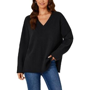 KIFOVEN Women’s Casual Oversized Tunic Sweater V Neck Long Sleeve Side Slit Pullover Loose Fall Knit Top