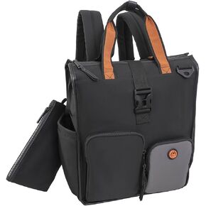 Joan & David 18 Inch Sport Nylon Backpack with Padded Laptop Sleeve, Side Slip Pockets (Black)