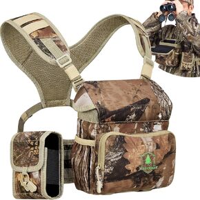 Binocular Harness Chest Pack with Rangefinder Pouch, Bino Harness with Rain Cover for Bird Watching, Hunting, Hiking