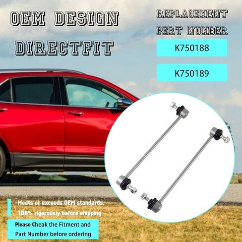 K750188 K750189 2 قطعة وصلات نهاية شريط Sway المثبت الأمامي متوافقة مع 2007-2017 شيفروليه كابتيفا Sport Equinox GMC Terrain Pontiac Torrent Saturn VUE XL-7 Sway Bar End Links in Kuwait