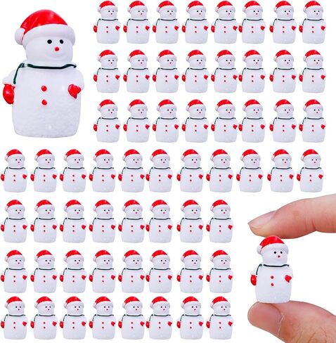 75 Pcs Mini Snowman Figurines Christmas Miniature Tiny Resin Snowman Figures Decorations Micro Landscape Crafts Garden Dollhouse Accessories Ornaments for DIY Xmas Home Party Decor in Kuwait