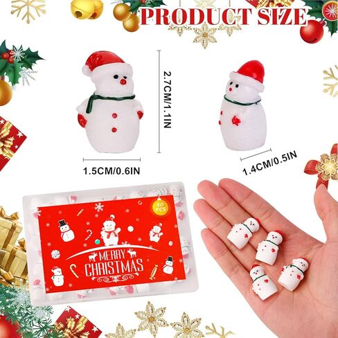 75 Pcs Mini Snowman Figurines Christmas Miniature Tiny Resin Snowman Figures Decorations Micro Landscape Crafts Garden Dollhouse Accessories Ornaments for DIY Xmas Home Party Decor in Kuwait