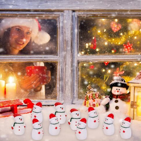 75 Pcs Mini Snowman Figurines Christmas Miniature Tiny Resin Snowman Figures Decorations Micro Landscape Crafts Garden Dollhouse Accessories Ornaments for DIY Xmas Home Party Decor in Kuwait