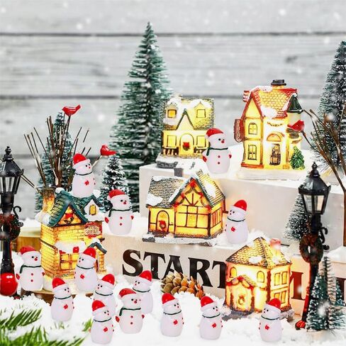 75 Pcs Mini Snowman Figurines Christmas Miniature Tiny Resin Snowman Figures Decorations Micro Landscape Crafts Garden Dollhouse Accessories Ornaments for DIY Xmas Home Party Decor in Kuwait
