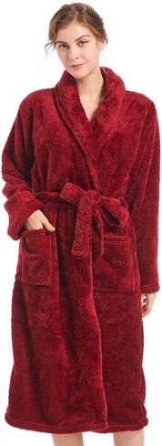 Inner Wish Womens Plush Fleece Robe, Cozy Warm Bathrobe Fuzzy Female Spa Robe With Pockets in Kuwait
