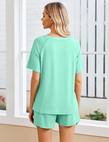 Ekouaer Womens Pajamas Set Short Sleeve Sleepwear 2 Piece Lounge Sets with Pockets S-XXL in Saudi Arabia