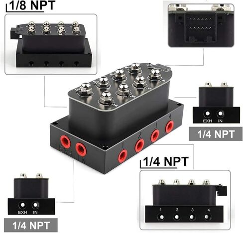 12v 8-valve Solenoid Valve Air Ride Suspension Manifold Valve With Remote Controller 0-300 PSI with five display air pressure gauge in Saudi Arabia