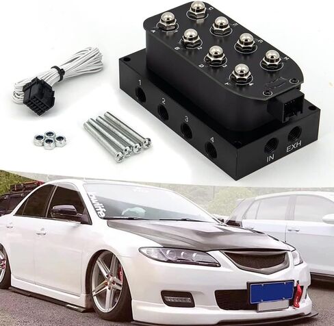 12v 8-valve Solenoid Valve Air Ride Suspension Manifold Valve With Remote Controller 0-300 PSI with five display air pressure gauge in Saudi Arabia