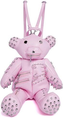 حقيبة ظهر Dolls Kill Deady Teddy - زخارف هيكلية، جلد نباتي، أسود in Saudi Arabia