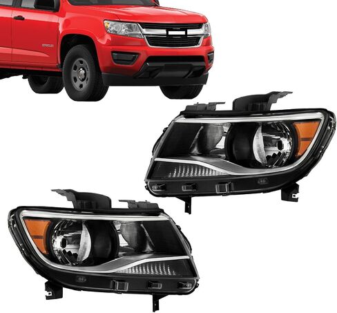 Headlight Assembly Compatible with Colorado 2015 2016 2017 2018 2019 2020 2021 2022 HeadLamps Headlights Halogen Left+Right Set (Chrome) in Saudi Arabia