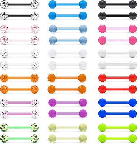 Flexible Bioplast Glow in The Dark 14G 14/16mm Bars Nipple Bridge Tongue Rings Piercing Para Pezones La Lengua Mujer Barbell Jewelry Hypoallergenic for Women Set in Saudi Arabia