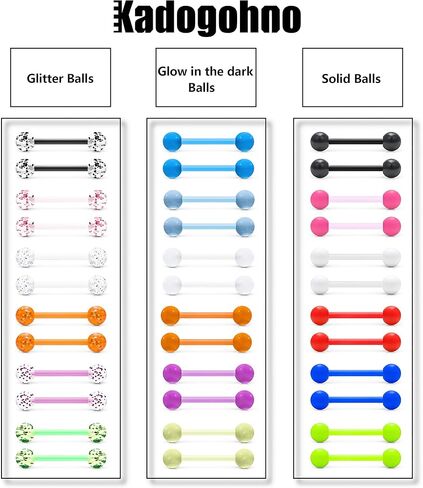 Flexible Bioplast Glow in The Dark 14G 14/16mm Bars Nipple Bridge Tongue Rings Piercing Para Pezones La Lengua Mujer Barbell Jewelry Hypoallergenic for Women Set in Saudi Arabia