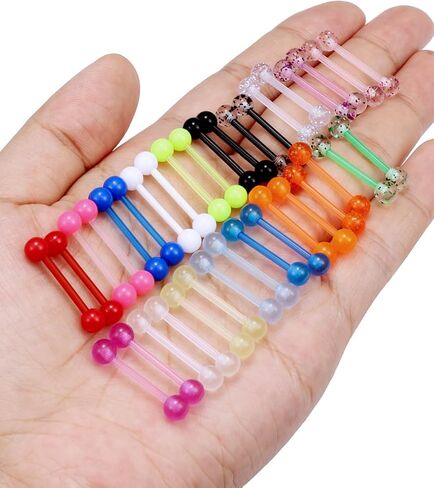 Flexible Bioplast Glow in The Dark 14G 14/16mm Bars Nipple Bridge Tongue Rings Piercing Para Pezones La Lengua Mujer Barbell Jewelry Hypoallergenic for Women Set in Saudi Arabia