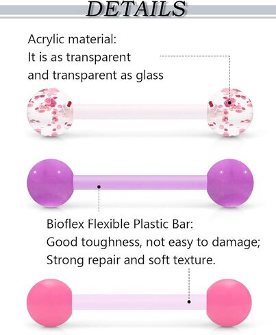Flexible Bioplast Glow in The Dark 14G 14/16mm Bars Nipple Bridge Tongue Rings Piercing Para Pezones La Lengua Mujer Barbell Jewelry Hypoallergenic for Women Set in Saudi Arabia