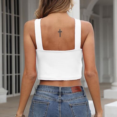 Women's 2024 Summer Trendy Going Out Sexy Criss Cross Short Tank Top Crop Tops in Saudi Arabia
