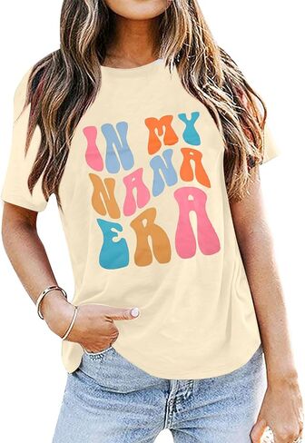 Nana T Shirt Women Funny Letter Print Love Heart Graphic Grandma Gift Tops Tees Casual Short Sleeve Shirts Top in Saudi Arabia