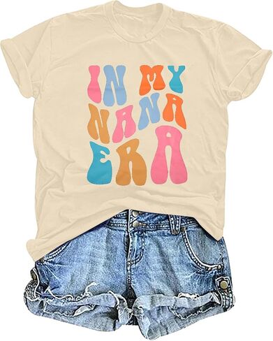 Nana T Shirt Women Funny Letter Print Love Heart Graphic Grandma Gift Tops Tees Casual Short Sleeve Shirts Top in Saudi Arabia