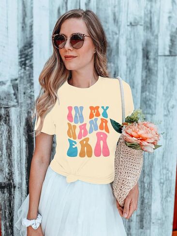 Nana T Shirt Women Funny Letter Print Love Heart Graphic Grandma Gift Tops Tees Casual Short Sleeve Shirts Top in Saudi Arabia
